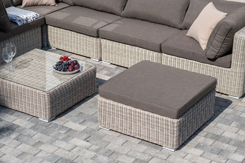 "Лунго" трансформирующаяся лаунж-зона из искусственного ротанга, цвет бежевый