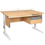 Растущая парта Дэми СУТ 25 с задними полками СУТ.15.210 и навесной тумбой (1200×880 мм)