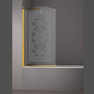 Шторка на ванну STURM Juwel Left 900x1500 стекла с декором. Золото LUX-JUWE09-LD1GL