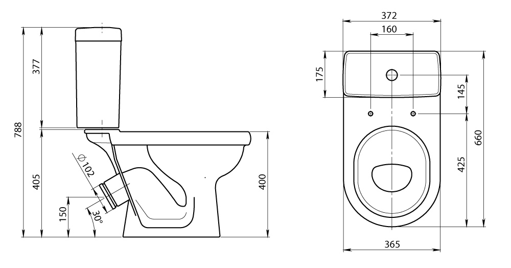 Унитаз-компакт Santeri Визит с сидением стандарт схема