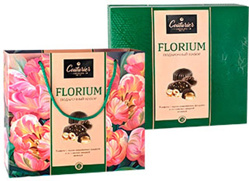 Ассорти шок.конфет Florium Тюльпаны с орехами и сливочно-ликерной начинкой в сумке 170г