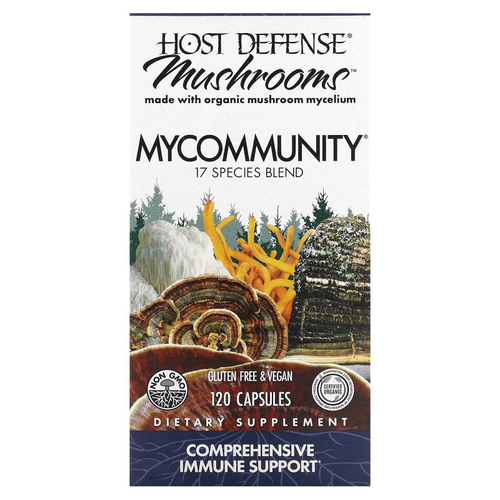 Host Defense, Host Defense Mushrooms, MyCommunity, добавка на основе грибов, 120 капсул