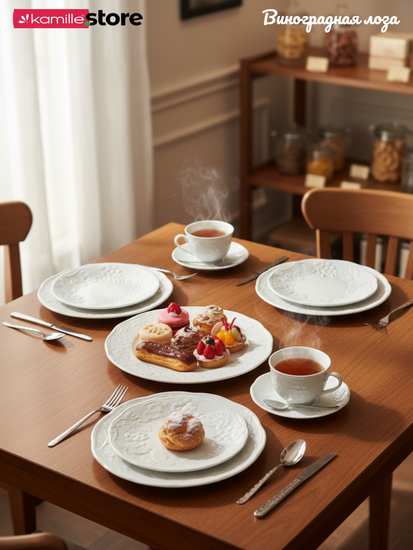 Тарелка обеденная 27 см. набор 4 шт., фарфор, коллекция "Виноградная лоза"