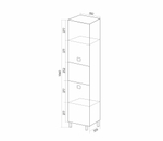 Пенал "БОСКО-35" белый/венге правый (350*1860*320)(ПВХ)