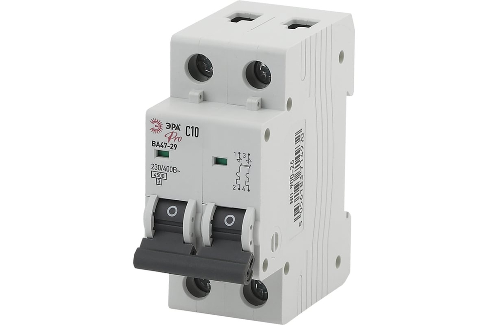 Автоматический 2-полюсный выключатель ЭРА Pro С10 ВА47-29 NO-900-26 Б0031758