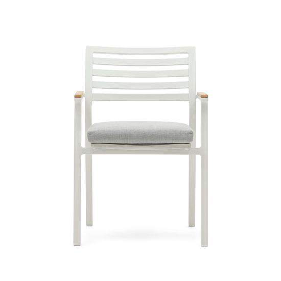 Bona Уличный стул из алюминия в белой отделке и массива тикового дерева