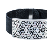 Браслет Fiore Luna на черном кожаном ремешке CB13209-2