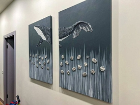 Кейс "Диптих Космический кит" - Картины на заказ от Анастасии Бореаль