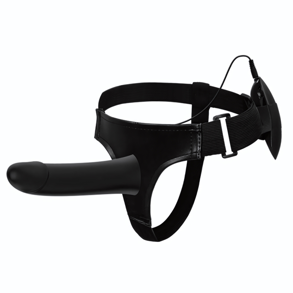 Полый страпон с вибрацией Vito - 17,3 см. (Цвет: черный)