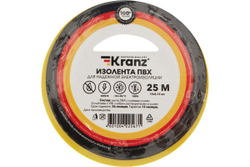 Изолента ПВХ KRANZ 0,13х15 мм, 25 м, желто-зеленая KR-09-2107