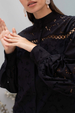 Рубашка свободного кроя с объемными рукавами (Размер: S) (Цвет: ярко-розовый)