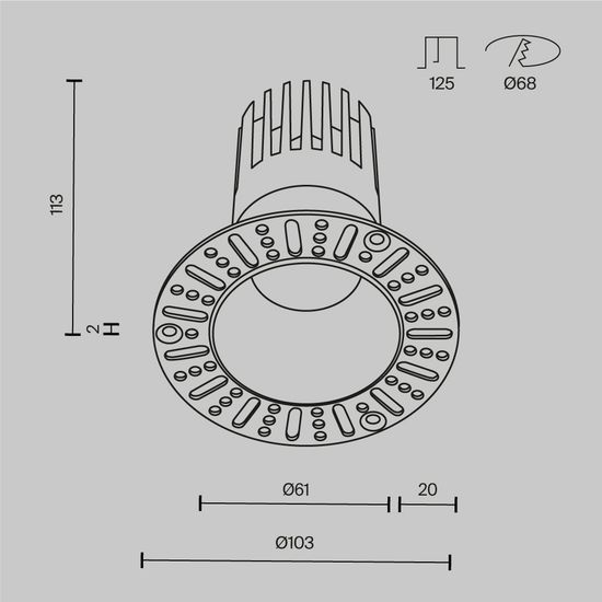 Встраиваемый светильник Technical DL122-15W-2.7K-TRS-B