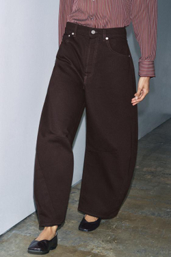 ZARA ДЖИНСЫ BALLOON СО СРЕДНЕЙ ПОСАДКОЙ — ZW COLLECTION, КОРИЧНЕВЫЙ