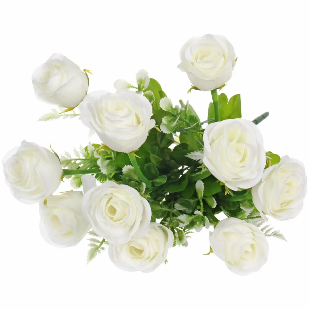 Искусственные цветы «Розовый букет» 42см 10 цветков белые
