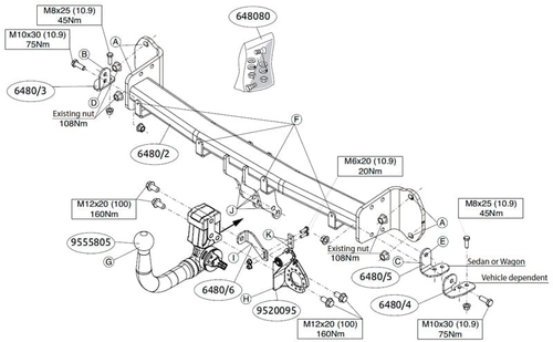 Фаркоп Brink (Thule) 648000 для BMW 5ER G30 / G31 17-(паспорт и сертификат в комплекте)(без электрики)