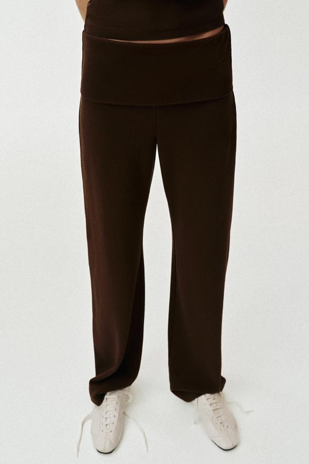 ZARA БРЮКИ ИЗ ТКАНИ ИНТЕРЛОК С ЭФФЕКТОМ ПОТЕРТОСТИ, КОРИЧНЕВЫЙ