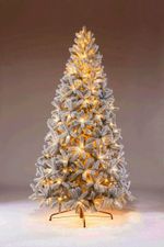 Заснеженная елка с гирляндой встроенной «Русская Императрица» (Литая хвоя) 120 см / 1,2 м