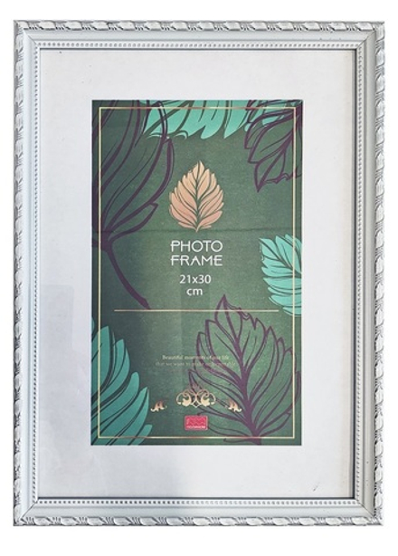 Фоторамка пластик 21х30 см Камышок снежный серебро