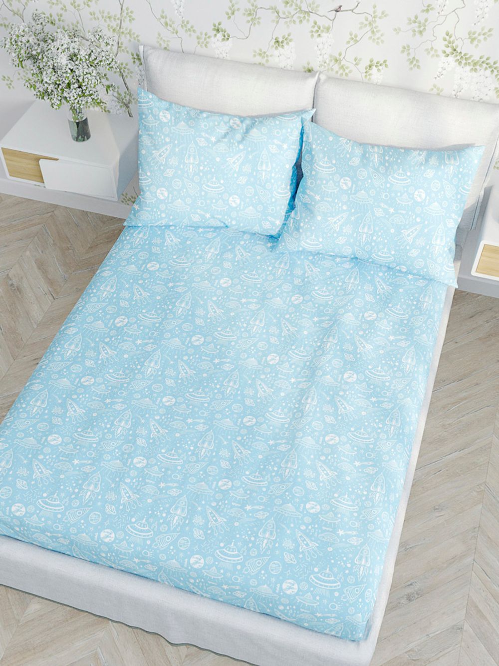 Постельное белье Сказка "Alien (компаньон)" 1,5-сп Наволочка 50х70 см 1 шт Простынь 150х215 см Пододеяльник 145х215 см,бязь