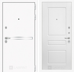 Входная металлическая дверь Лабиринт Лайн WHITE 03 (Белые входные двери)- Белый софт.