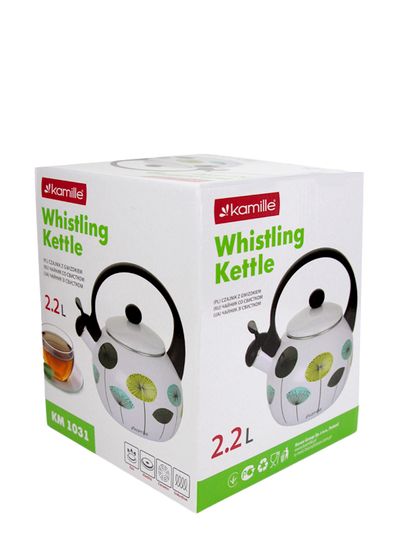 Чайник 2,2 л. эмалированный со свистком Kamille KM 1031 с черной бакелитовой ручкой