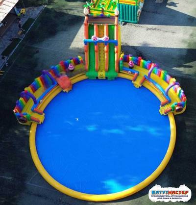 Надувной аквапарк с бассейном и горками «Сладкая страна», 25×25×10 м