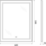 Зеркало BelBagno Kraft 68.5 SPC-KRAFT-685-885-TCH-WARM с подсветкой с подогревом Сатин с сенсорным выключателем