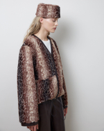 Куртка двухсторонняя из шерсти Стелла Маккартни и искусственной кожи шоколад