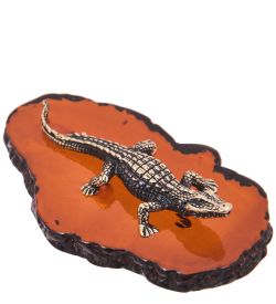 Народные промыслы AM-4183 Фигурка «Крокодил Кайман» (латунь, янтарь)