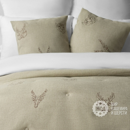 Стеганое покрывало с вышивкой ЛУККА (арт. BL02-292-02) - бежевое