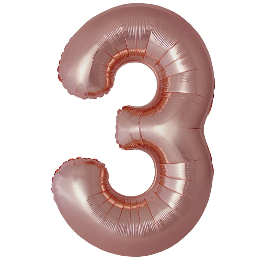 Шар фольгированный Цифра 3 101 см (Розовое Золото)