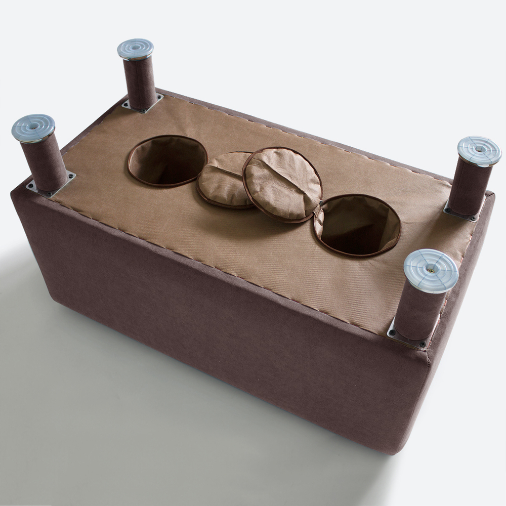 Банкетка с отделениями для тайного хранения и боковым карманом, без ящика, велюр Dream Chocolate (шоколадный)