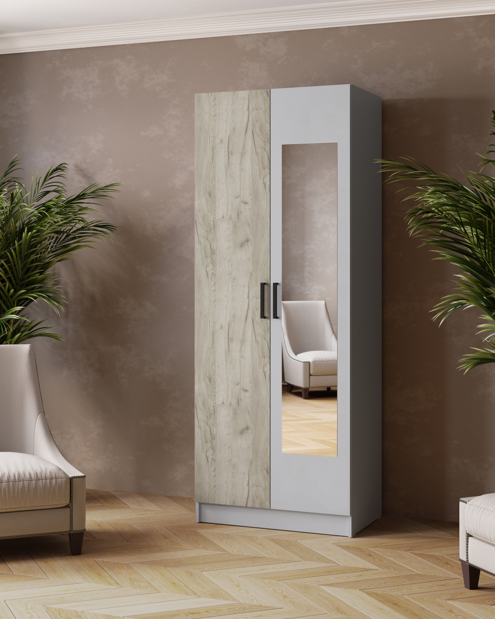 Шкаф Ларс 0,8 с зеркалом (МБ3)