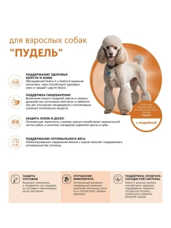 Сухой корм для собак породы Пудель, с индейкой, 2,5 кг