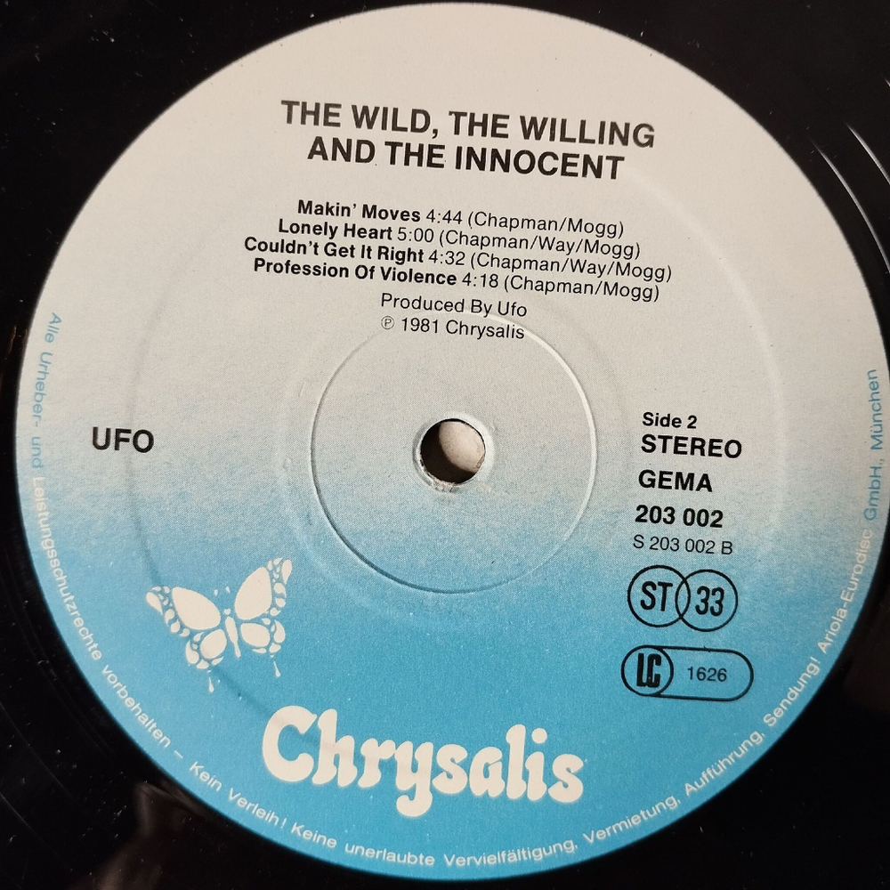 Винтажная виниловая пластинка LP UFO The Wild, The Willing And The Innocent (Germany 1981)