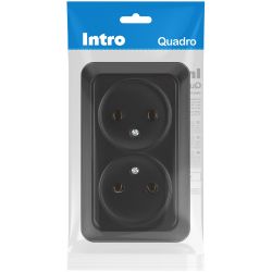 Розетка Intro Quadro 2-203-05 двойная без заземления 2х2P 16А-250В IP20 ОУ антрацит