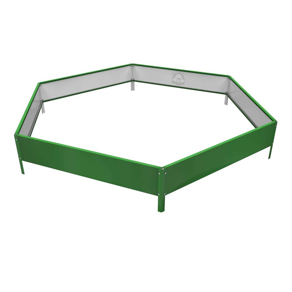 Клумба многоугольная оцинкованная с ножками 1 ярус RAL 6002 Зеленая листва