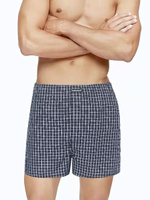 Темно-синие клетчатые трусы-боксеры +size (Размер: 4X) (Цвет: синяя шотландка)
