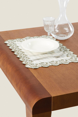 ZARA HOME КЛЕТЧАТАЯ ЛЬНЯНАЯ САЛФЕТКА, ЗЕЛЕНЫЙ