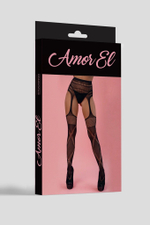 Чулки с поясом из мягкой эластичной сетчатой ткани (Размер: S-M-L) (Цвет: черный)