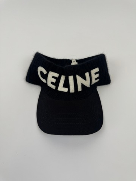 Козырек Celine Black Logo Embossed Wool Detailed Cap