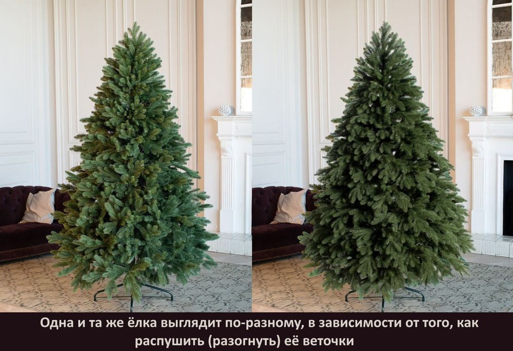 Елка с гирляндой 2в1 «Торжественная» (Литая хвоя) от 1,8 м до 4 м