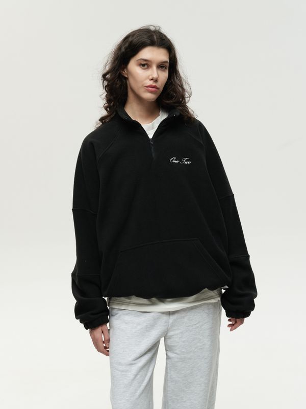 Толстовка Drawstring Half-Zipped черная - фото 7