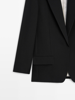 Massimo Dutti Костюмный пиджак из крепа, черный