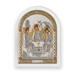 Св. Троица, икона арочная, белое дерево 105х140