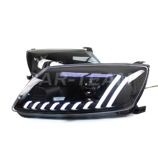 Фары Лада Гранта передние в стиле AUDI с Bi LED модулями + ДХО с плавающими поворотниками