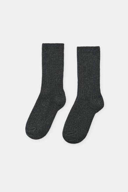 ZARA НОСКИ ИЗ ШЕРСТИ, СЕРЫЙ МЕЛАНЖ