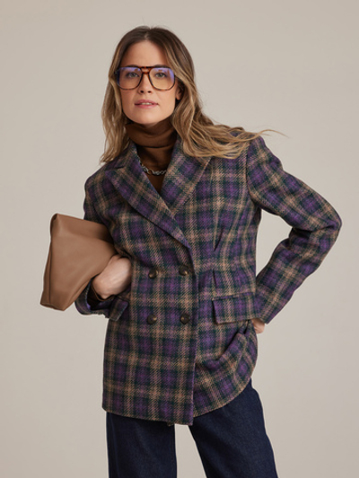 Жакет с защипами  из итальянского твида фиолетовый