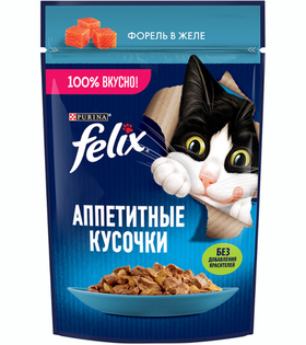 Феликс Аппетитные Кусочки Форель в Желе 75гр.