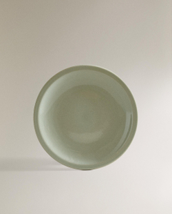 Zara Home тарелка обеденная из каменной керамики, цвет зелёный, 25 см